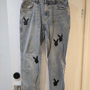 PLAYBOY Gray Jeans with Black Logo Accents